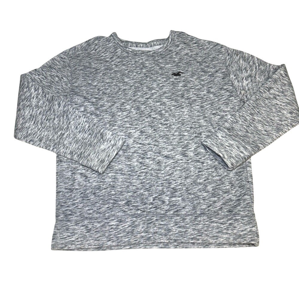 Hollister Womens Grey Space Dye Crewneck Sweatshirt Marl Fleece Pullover Size M